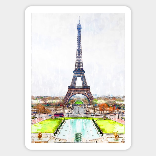 Eiffel Tower Water Pond. For Eiffel Tower & Paris Lovers. Sticker by ColortrixArt